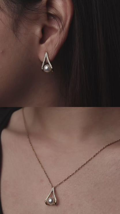 Synthetic Pearl Cage Collection Of Necklace and Earrings Women's