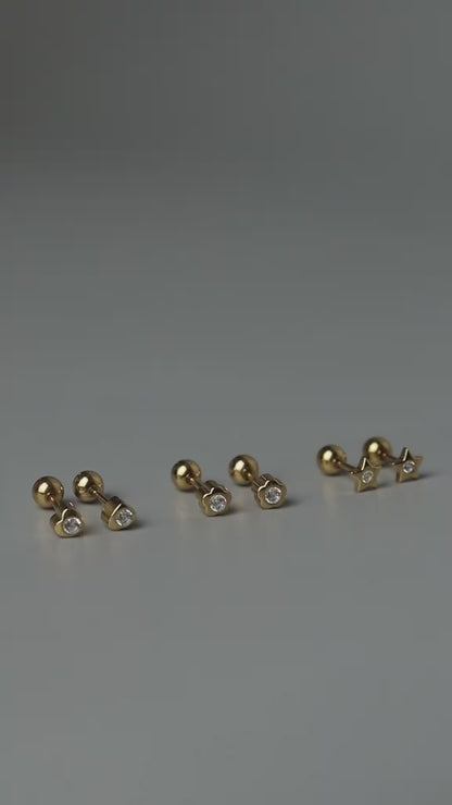 Mini Various Embedded Shapes Stud De Roscas Earrings