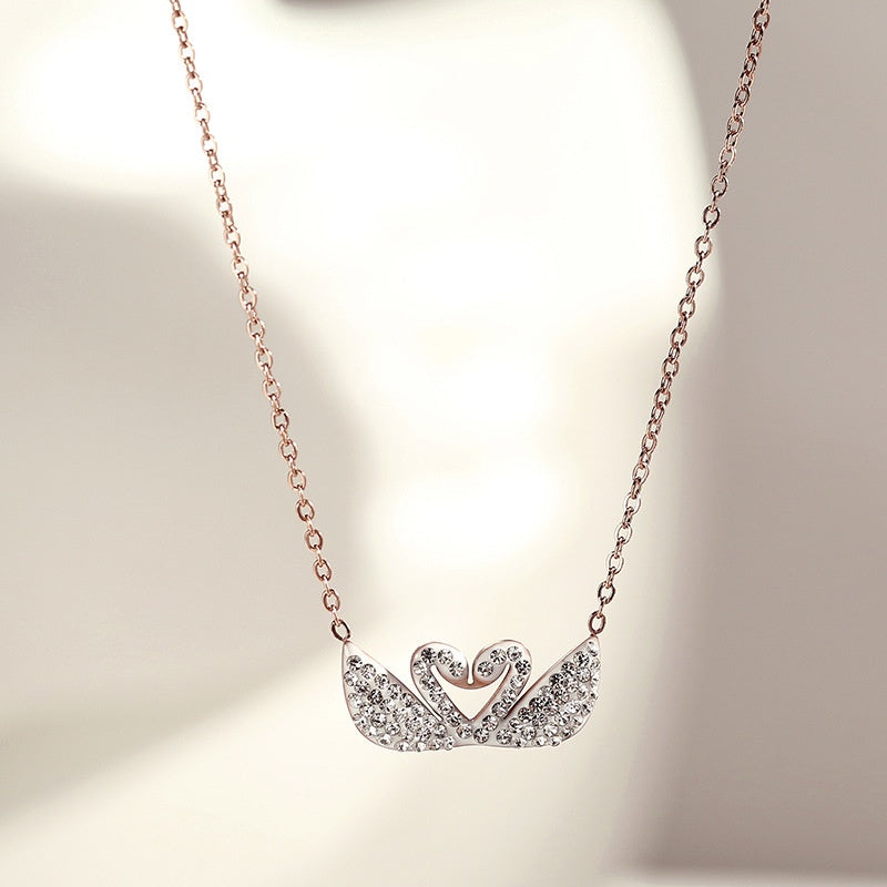 IVY Rose Gold Plated Swan Pendant Necklace